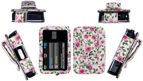 Premium Patterned Holster (with Belt Clip/Metal Loop/Lanyard) for Tandem Diabetes Care Insulin Pump T:Slim X2 (All Models) (White-Catharanthus)