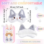 Geyoga 3 Pcs Sleep Mask for Kids, Girls Plush Sleeping Eye Cover Soft Eye Blindfold Cover Animal Shade for Kids(Colorful,Bear, Rabbit, Cat Style)