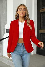 Womens Casual Blazers Long Sleeve Lapel Button Slim Work Office Blazer Jacket