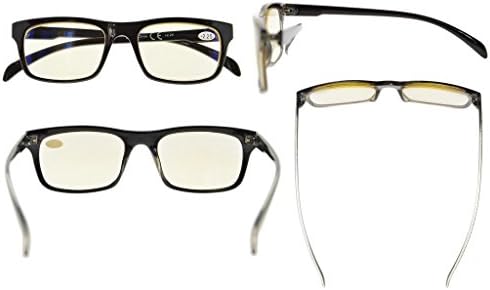 Eyekepper SuperPak 2 Frame Computer and Gaming Eye Strain Relief Glasses Pack Anti Glare and Non Reflective Blue Ray Blockers(Yellow lens,+2.00)