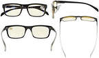 Eyekepper SuperPak 2 Frame Computer and Gaming Eye Strain Relief Glasses Pack Anti Glare and Non Reflective Blue Ray Blockers(Yellow lens,+2.00)