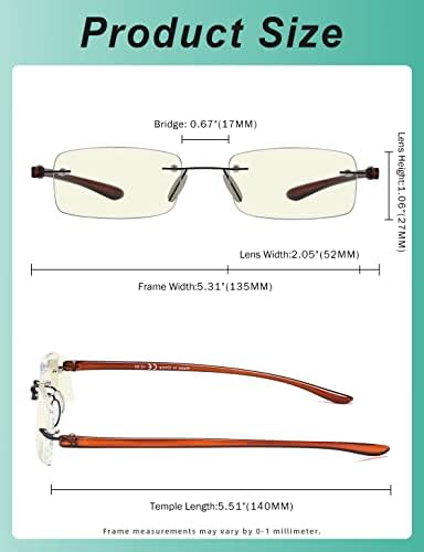 Eyekepper Blue Light Blocking Rimless Reading Glasses - Small Frameless Reader for Women with Grey Arm +0.50