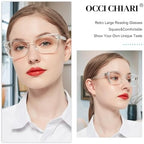 OCCI CHIARI Modern Big Frame Reading Glasses for Women Square Readers(Clear 2.5x) 1.0 1.25 1.5 1.75 2.0 2.25 2.5 2.75 3.0 3.5 4.0 5.0 6.0