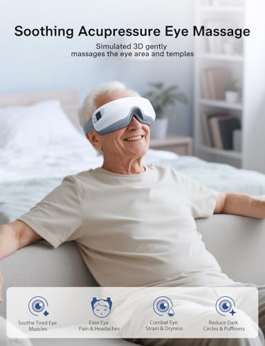 Eye Massager with Heat and Cooling, Fathers Day Dad Gifts for Husband Men, Heated Eye Mask Reduces Migraines, Dry Eyes, Headache Relief Eye Care Devices, Birthday Gifts for Mom Women Men Her