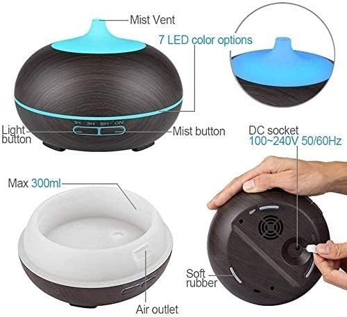 Bracket Light Diffuser Air Humidifier Mute Led Light Mist Nebulizing for Home Ultrasonic Essential Oil Aroma Portable Air Humidifier Purifier Aroma Diffuser Steam Atomizer Cool Mist,White