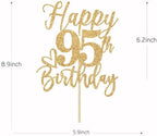 Happy 95th Birthday Cake Topper, 95th Birthday Decorations for Men/Women, Cheers to 95 Years, 95 Fabulous, 95th Birthday Party Supplies Gold Glitter