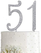 MAGJUCHE Silver 51" Crystal Cake Topper, Number 51 Rhinestones 51st Birthday Cake Topper, Men or Women Birthday or 51th Anniversary Party Decoration Supply
