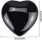 Marrywindix 15 Packs 0.8 Inch Healing Crystal Natural Black Obsidian Heart Love Carved Palm Worry Stone Chakra Reiki Balancing