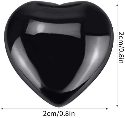 Marrywindix 15 Packs 0.8 Inch Healing Crystal Natural Black Obsidian Heart Love Carved Palm Worry Stone Chakra Reiki Balancing