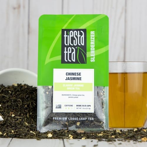 Tiesta Tea - Chinese Jasmine, Mother's Day Loose Leaf, Classic Jasmine Green Tea, Premium Blend, Medium Caffeinated Green Blend, Make Hot or Iced & Brews Up to 25 Cups, 1.8 Ounce Resealable Pouch