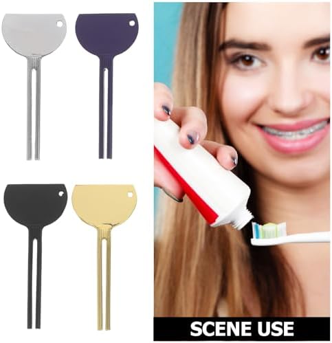 FRCOLOR 4pcs Metal Toothpaste Squeezer Set Zinc Alloy Manual Tube Roller Dispenser for Cream Lotion Food Paste with Easy-Grip Design for Bathroom and Travel Use