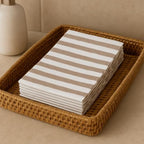 Made in Italy Linen-Feel Disposable Guest Towels - Premium Airlaid Cloth-Like Bathroom Napkins, Soft & Absorbent Luxury Hand Towels, Elegant Striped Dinner Napkins for Parties