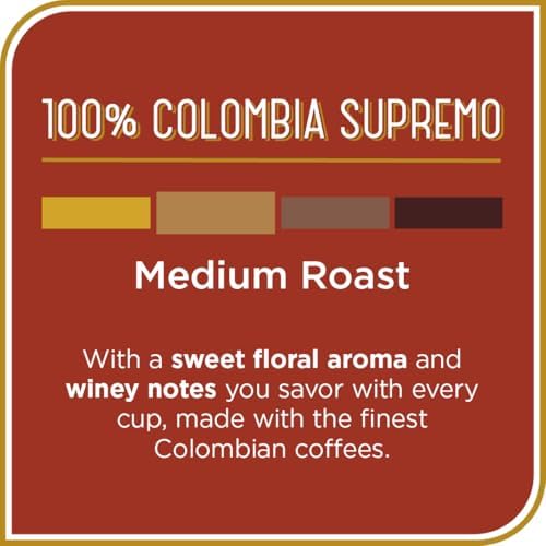 Don Francisco's 100% Colombia Supremo Ground Coffee, Medium Roast – 100% Arabica Coffee, 12 oz Bag