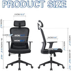 Ergonomic Office Chair Mesh Rolling Recliner with Armrest, Adjustable Headrest, 90°-125°Tilt, High-Back Conference Executive for Home Study Working Study