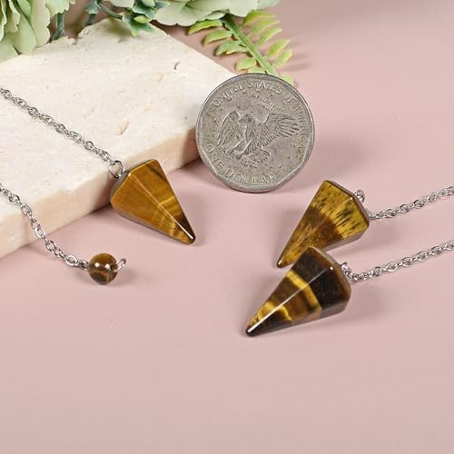 Tiger Eye Point Crystal Mini Pendulum Healing Dowsing Energy Balancing Chakra Divination for Meditation