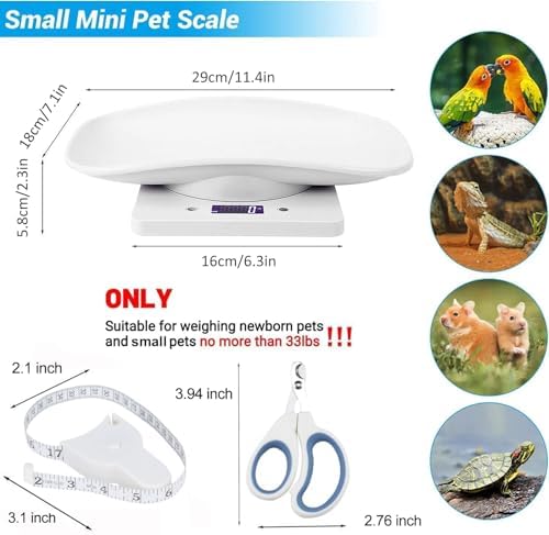 Digital Pet Scale,Puppy Scales for Weighing,Digital Small Animals Scales for Weighing,Whelping Supplies,Kitten Scale,Baby Scales for Small Dog Cat Crawl Pet,Capacity up to 33 lb
