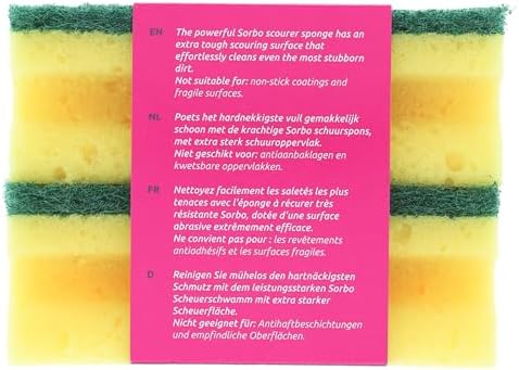 Sorbo Extra Large Scouring Sponges, Extra Strong Cleaning sponges for deep Cleaning, Pack of 2 Long Lasting sponges with Easy Grip Shape for Comfort When in use