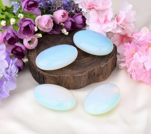 LAIDANLA Opal 2.4" Large Palm Stone Healing Crystals Natural Gemstones Calming Effects Energy Balancing Reiki Polished Worry Stone Cleansing Protection Anxiety Stress Relief Therapy 1PC