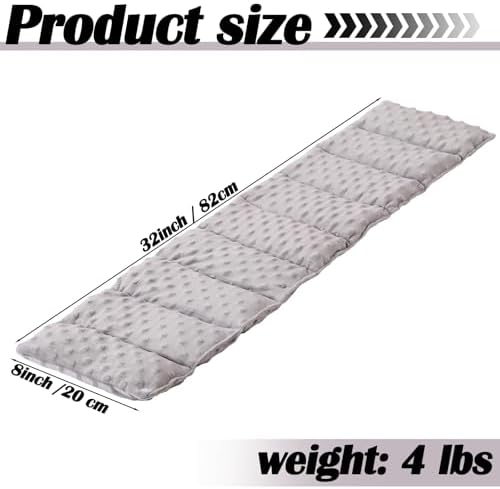 4 lb Sensory Weighted Neck Wrap 32 x 8 Inch Shoulder Wrap Weighted Neck Shoulder Pad Glass Bead Filled Dual Texture for Adults Relaxation(Dark Gray)