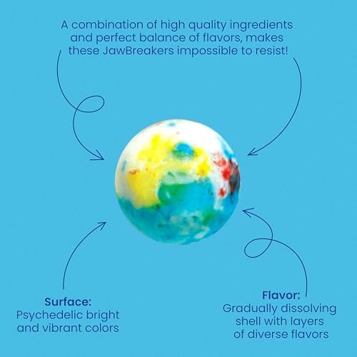 Nutic Mini Jawbreaker In Fun Psychedelic Colors | 1/2-Inch Jawbreaker Candy Made In USA | Long-Lasting Gobstoppers, Bulk 1 Pound (1/2" Inch)