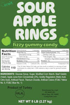 Sour Gummy Apple Rings Halal Gummies Sour Candy Bulk, Gummy Candy Bulk 5 Pound