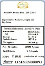 Ghasitaram Gifts Indian Sweets - Ghasitaram Assorted Sweets Box, 200g