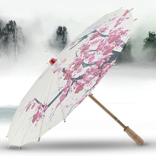 Luqeeg Handmade Oiled Paper Umbrella Japanese Parasol Asian Chinese Classical Dance Umbrella for Photography Cosplay Costumes Wedding Party Home Decoration, 21.7", Plum Blossom