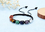 Jovivi 7 Chakra Reiki Healing Crystals Stretch Bracelet Natural Gemstone Energy Balancing Yoga Beads Bracelet for Women Braided Rope/Elastic String