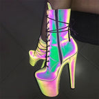 WUXIN H&P Women's 8 Inch Pole Dance Ankle Boots Shoes 20cm Platform Stiletto Exotic Heel