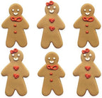 Anniversary House Gingerbread Friend Sugar Toppers - 6 Pcs, Multi-colour, Cake Topper, Christmas Party, Warm & Earthy Tones, Red, Green