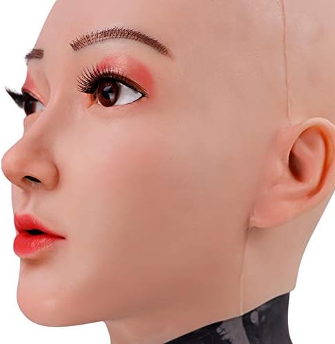 YRZGSAWJ Soft Silicone Headgear Female Full Face Can Make up Mask for Crossdresser Transgender