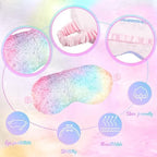 Geyoga 24 Pcs Plush Sleep Eye Mask Silk Furry Eye Covers for Sleeping Cute Sleep Mask Fluffy Comfortable Sleeping Blindfold for Travel Sleepover Nap Party Supply Girls Women, Rainbow Color