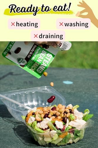 【Eat More Beans】Organic Fully Cooked Super Bean Mix, steamed bean, healthy salad toppings, plant-based protein, vegan, organic, non-GMO, Edamame, Chickpeas, Black Beans, Kidney Beans (5oz, 6packs)
