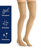 JOBST UltraSheer Thigh-High Compression Stockings for Women - Closed Toe - Lace Band - Medical Compression 15-20 mmHg - For Varicose and Spider Veins - Helps Prevent Swelling - Natural, Medium