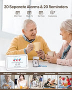 Digital Clock with Date and Week for Seniors, Alzheimer's Dementia Clock with 20 Alarms and 6 Medicine Reminders, Large Font Digital Calendar Alarm Clock for Vision Impaired, White (Ac Powered)