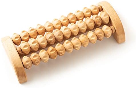 tuuli Wooden Foot Massager, Grooved Muscle Roller, Helps Ease Muscle Tension and Improve Blood Circulation, Natural Wood Therapy Massage Tools for Feet (M)