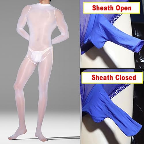BEFASY Oil Shiny Bodystocking for Women Men Nylon Sheer Full Body Stocking Glossy Bodysuit Catsuit