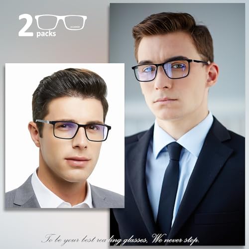 Multifocus Reading Glasses Men,No Line Bifocal Progressive Multifocal Readers,Blue Light Computer Frame Eyeglass
