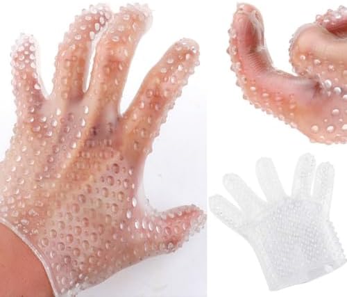Male Female Massage Tool Soft Silicone Flirting Massage Glove Men Ribbed Teasing Gloves Bath Glove,for The Right Hand only 2Pcs