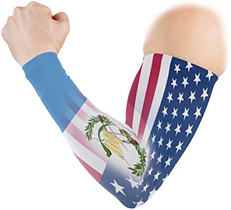 Y-RED-AA Vcmaluco USA Guatemala Flag Cooling Arm Sleeves Cover Uv Sun Protection for Men Women Running Golf Cycling Arm Warmer Sleeves 1 Pair