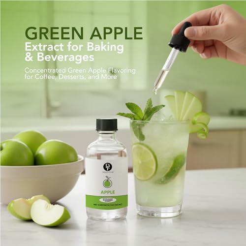 Dolce Flav Natural Apple Extract – 2 oz Water-Soluble Pure Apple Flavoring Drops for Baking, Drinks & Desserts | Highly Concentrated | Sugar Free | Allergen Free | Made in USA