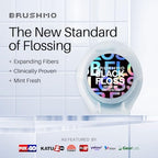 Brushmo Black Floss (BBFloss) - Expanding Floss, Gum-Friendly Soothing Mint Dental Floss, Natural Vegan Wax to Remove Plaque from Teeth, Dentist Designed PTFE & PFAS Free Oral Care, 2 Spools, 110 yd
