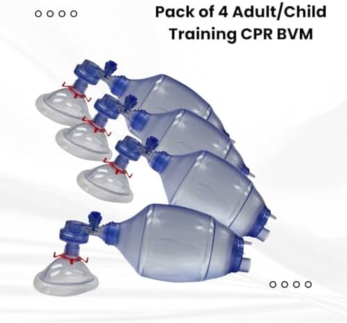 MCR Medical 4-Pack CPR Training Bag Valve Mask (BVM) ADULT/CHILD in Mesh bag, BVM-3081-004