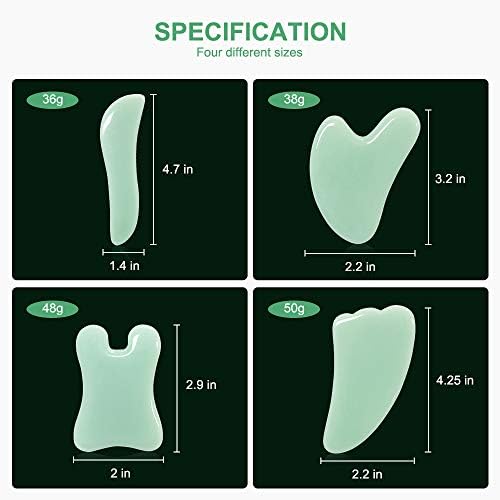airogym Guasha Massage Tool，Natural Stone Gua Sha Board, 4PCS Guasha Stone Scraping Massage Sets for SPA Acupuncture Physical Therapy Muscle Knots Facial Caring Point Treatment Lymphatic Drainage