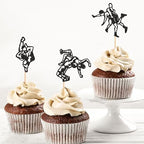 Ercadio 24 Pcs Wrestling Cupcake Toppers Glitter Black Man Wrestler Birthday Cupcake Pick Decorations Wrestling Sport Theme Kids Birthday Baby Shower Party Decorations