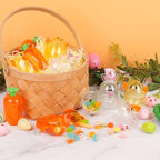 FOIMAS 12pcs Fillable Easter Egg Containers Carrots Bunnies Chicks Shaped Candy Containers for Easter Egg Hunt Basket Stuffers Filler