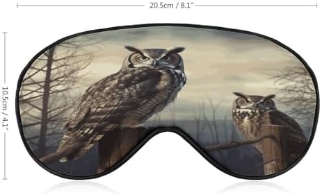 Owl Sitting Tree Fence Sleep Mask for Men & Women, Soft Breathable Sleep Eye Mask with Adjustable Elastic Strap, Night Blindfold for Travel Home Office Nap