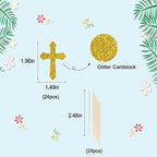 Labakita 24 Pcs Christening Crosses Cupcake Toppers, God Bless Cupcake Toppers, First Communion, Baby Shower, Baby Baptist Cupcake Decor, First Communion Party Decorations (Gold)
