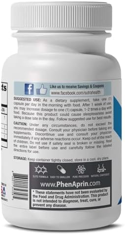 PhenAprin XR Caffeine-Free Appetite Suppressant for Weight Loss - Glucomannan Fiber Diet Pills for Food Noise and Cravings - Mood and Metabolic Support for Women and Men - 60 Capsules