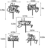 10 PCS Black Happy Birthday Cake Topper Acrylic Cupcake Topper A Series of Birthday Cake Supplies Decorations